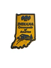 Vintage 1970s Indiana crossroads of America rubber fridge magnet