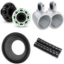 Kicker KMXL Horn-Loaded LED Powersports Speakers w/ Grilles & 12KMTESW White ...