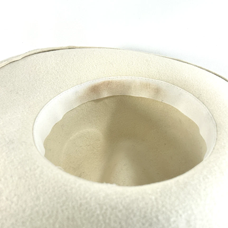 Anthropologie 100% Wool Felt Cowboy Rancher Hat Cream White Leather Band RV $129 - Image 3 of 4