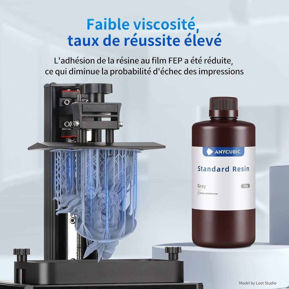 Résine UV ANYCUBIC 405nm Gris - 5KG Pour Imprimantes 3D LCD Comme Photon Mono X