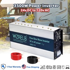 WZRELB 3500W Pure Sine Wave Inverter DC 24V to AC 110V 120V Power Converter camp