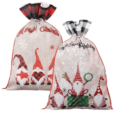 Lot de 4 sacs cadeaux réutilisables pour Noël avec cordons de serrage pour usa - Photo 1/4