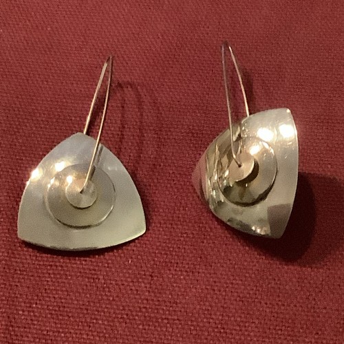 Sterling Silver Pierced  2” Contemporary Design Earrings