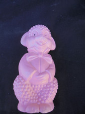 Vintage Celluloid Pink Lamb Figurine with Bow Tie 4 Inch