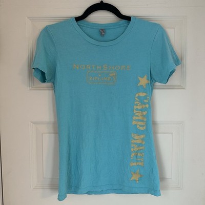 Women Northshore Zip line Co Camp Maui HI Size Small Aqua T-shirt Cotton