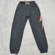 Aviator Nation Sweatpants Womens Medium Gray Fleece Jogger Lightning Bolt Lounge