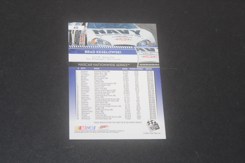 2009 Press Pass Racing NASCAR Card Complete Finish Fill Your List Set U ...
