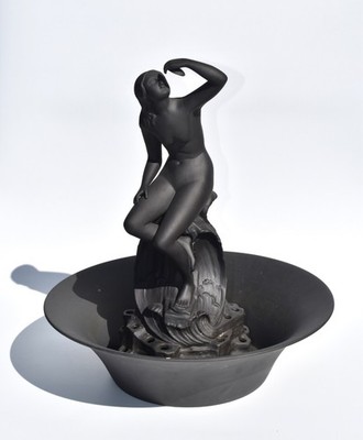 Rare Antique Wedgwood Basalt Aphrodite Flower Frog and Float Bowl (35.5cm)