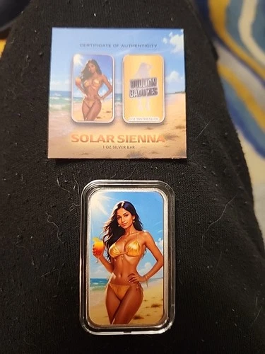 Bullion Baddies 1 oz silver bar "Solar Sienna" Nice version W/COA 200 Minted