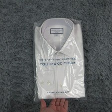 Charles Tyrwhitt Dress Shirt Mens 17 34/35 White Herringbone Non-Iron NWT