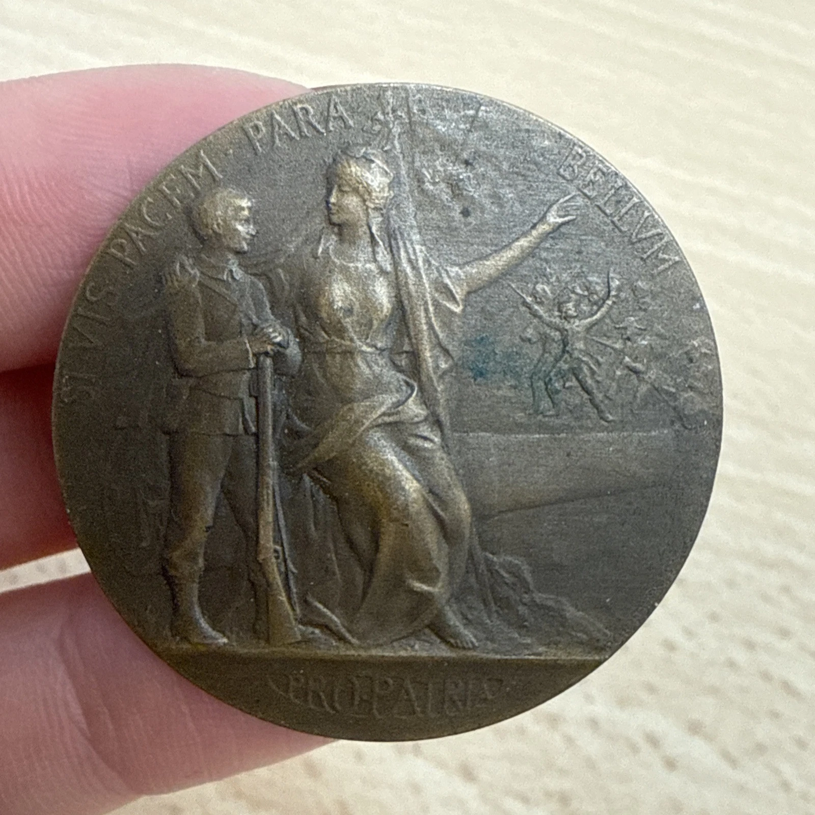 Médaille Siuis Pacem Para Bellum Propatria Force Courage En Bronze