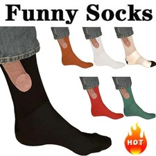 1Pair of Socks For Men Novelty Joke Funny Gag Prank Printing Gift Holiday