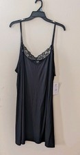 Women's Black Joyspun Knit Chemise w/Lace Trim, Plus Size 3X 22W-24W 