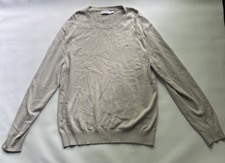 Calvin Klein Beige Cotton Knit Pullover Sweater Crew Neck Logo Men's Size L