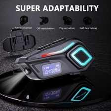 Pro Motorcycle Wireless Helmet Intercom Bluetooth Headset 40H Long Lasting Work