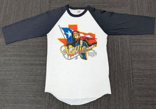 Vintage 80s Willie Nelson Country Music Baseball T Shirt M 50/50