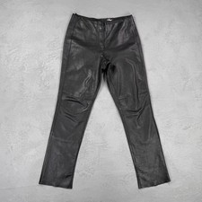 Vintage Wilsons Maxima Black Leather Straight Leg Pants Fit Women's 4