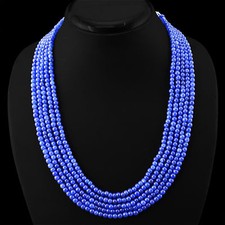 TOP QUALITY 340.00 CTS EARTH MINED 5 LINE RICH BLUE SAPPHIRE BEADS NECKLACE