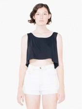 American Apparel Poly-Cotton Loose Crop Tank Top One Size Black NWOT (458)