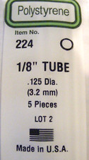 EVERGREEN 224 1/8" STYRENE TUBE  5 ea 