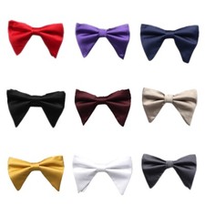 Men Solid Big Wide Bow Neck Tie Wedding Party Groom Suit Tuxedo Shirt Bowtie