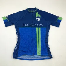 Louis Garneau Cycle Jersey Womens Size Medium M Blue Full Zip Back Roads Adult