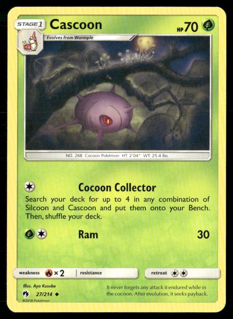 2018 Lost Thunder Set Pokemon Card 027  Cascoon LP