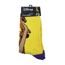 Disney The Lion King Timon Size 9-13 Yellow Graphic Novelty Crew Socks 1 Pair