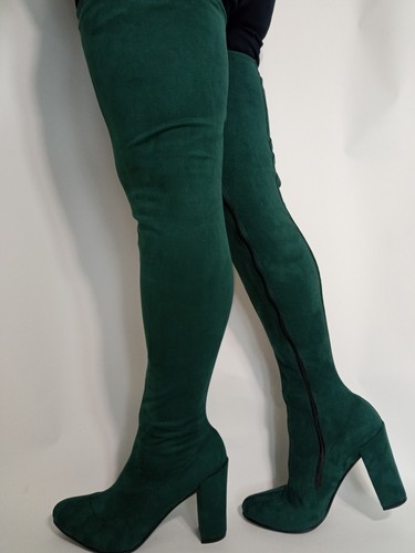 Piel de Ante Stretch Verde, Talla 40-47 Rv ,Nuevo, 11CM Tacón, Longitud 80CM Pl - Imagen 3 de 5