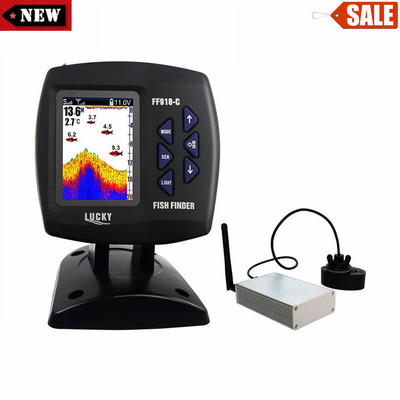 FF918-CWLS 300M/984.3FT Boat Fish Finder Wireless Sonar with 3.5 In LCD Display
