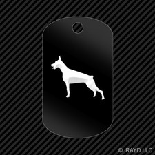 Doberman Pinscher Keychain GI dog tag engraved many colors Dog Canine