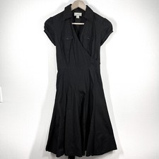 LOFT Black Wrap Dress Cotton Blend Career Casual Fit & Flare Size 0 Cocktail