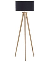Moderne Stehlampe Polybaumwolle/Holz Schwarz 140 Cm Trommelform Nitra