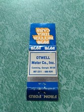 Vintage Matchbook Ephemera Collectible A25 Cumming Georgia otwell Ford car