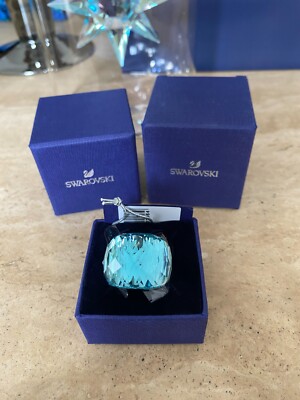 BNIB SWAROVSKI Nirvana cocktail ring Blue Stainless Steel 55 Bag