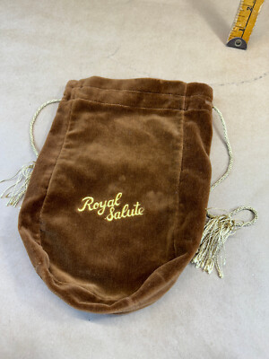 Vtg Royal Salute Chivas Regal Gold Brown Velvet 6x10'' Bag Pouch draw string