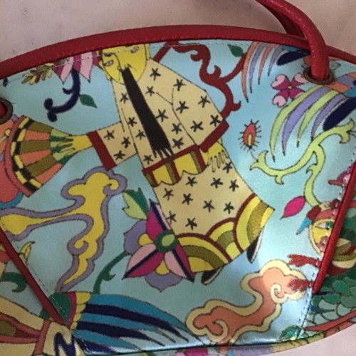 Shanghai Tang $1200 Silk & Leather Bag Tassel W/ White Jade Mint Condition - Picture 3 of 8