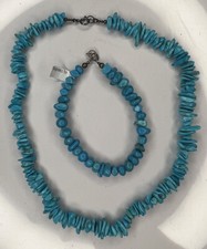 Turquoise Magnesite Necklace And Bracelet Set - New