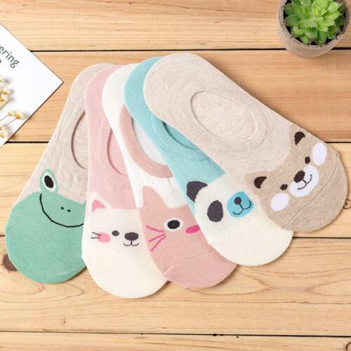 5 Pairs/lot Women Candy Color Small Animal Cartoon Pattern Boat Socks for Summer - Afbeelding 1 van 28