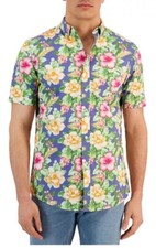 49.50 Club Room Men Tropical Floral Crush Poplin Button Down Shirt Multicolor M