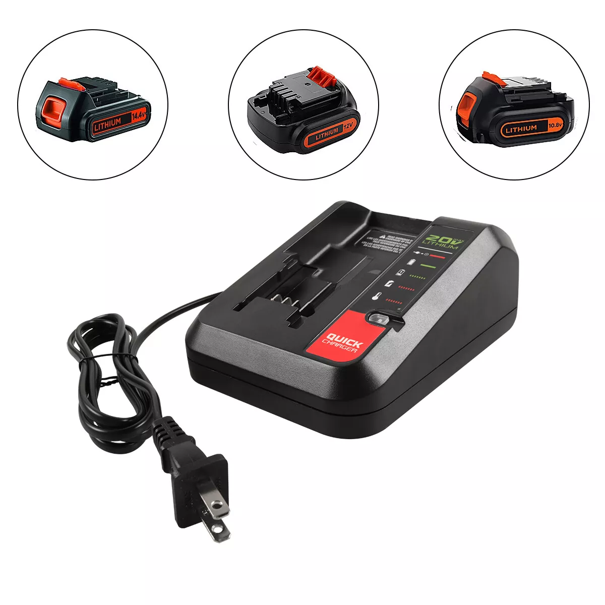 BLACK+DECKER 20V MAX Lithium Battery Charger, Compatible With 12V