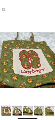Longaberger Small Floral Flipflops Embroidered Tote Bag Women s Size 9 T X 8 W