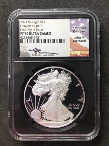 2021-W Silver Eagle Heraldic Eagle T-1  NGC PF70 Ultra Cameo Mercanti FDOI