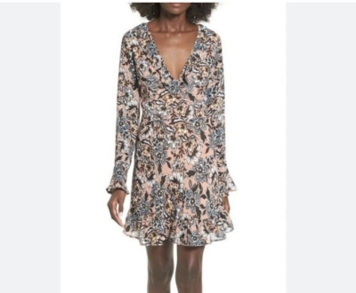For Love And Lemons Gracie Bardot Flirty Floral Chiffon Print Mini Dress XS  | eBay