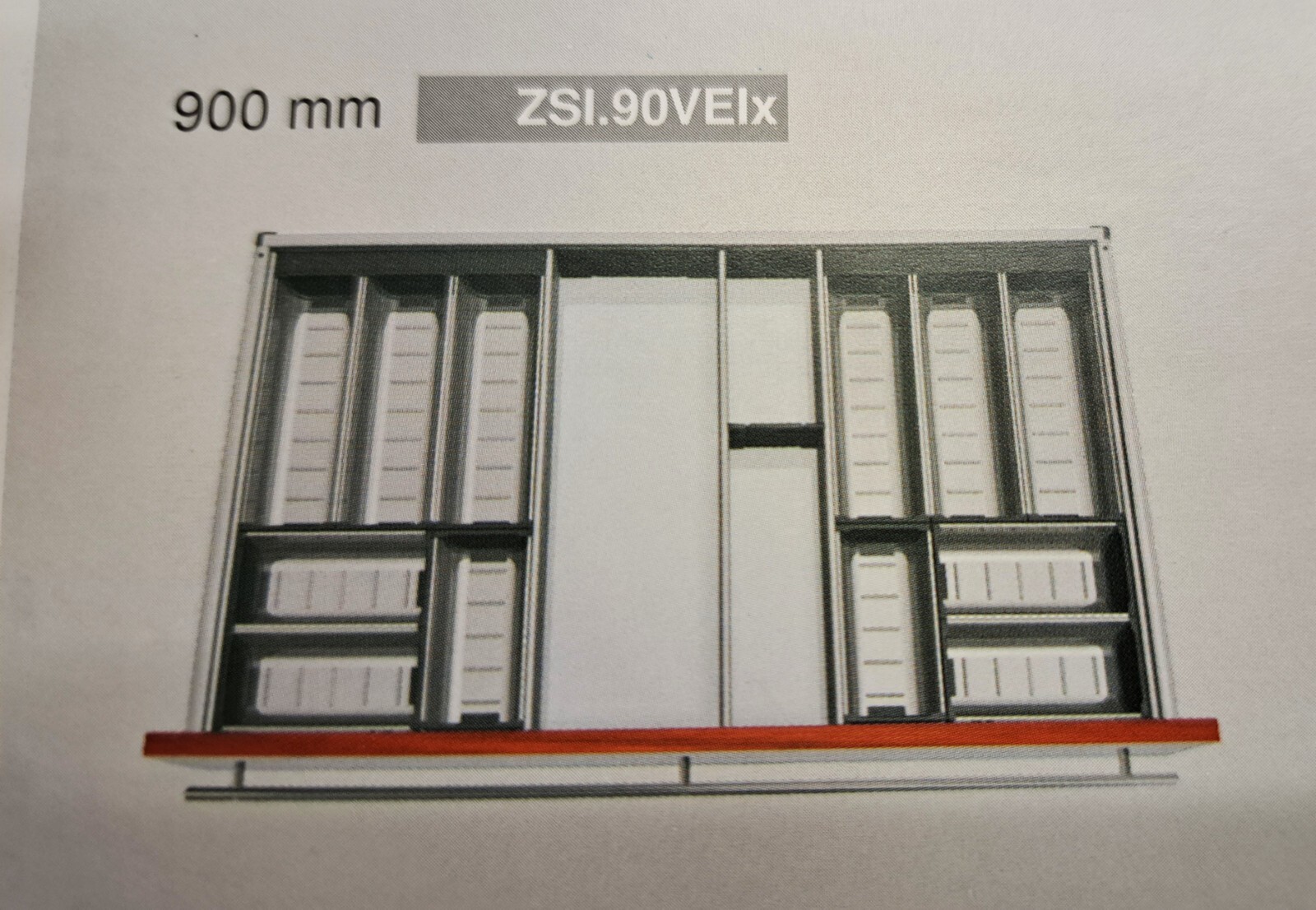 Besteckeinsatz Blum Orga Line, 90er, Edelstahl NL 550 mm, ZSI.90VEI7 / Übertiefe