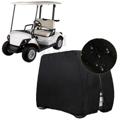 2 Passenger Black Golf Cart Covers Outdoor Waterproof For Yamaha Drive2 PTV EFI