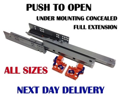 PUSH TO OPEN SCHUBLADENFÜHRUNGEN UNTERBAU UNTERPUTZ VOLLAUSZUG 250-600mm