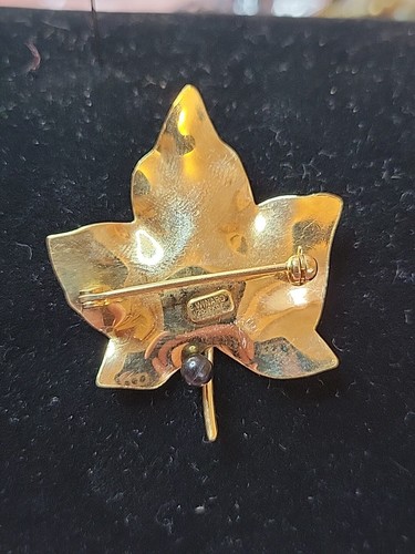 Vintage Winard 12k Gold Filled Brooch Leaf With Ladybug - Picture 4 of 5
