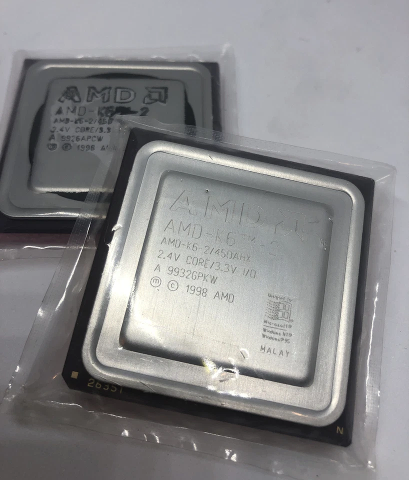 AMD AMD-K6-2 450AHX Super Socket 7 2.4v Core 3.3v K6-II Vintage CPU 450mhz Foto 2 de 4
