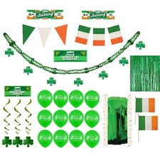 ST PATRICKS DAY Irish HANGING DECORATIONS Party Shamrock Foil Ceiling Decor